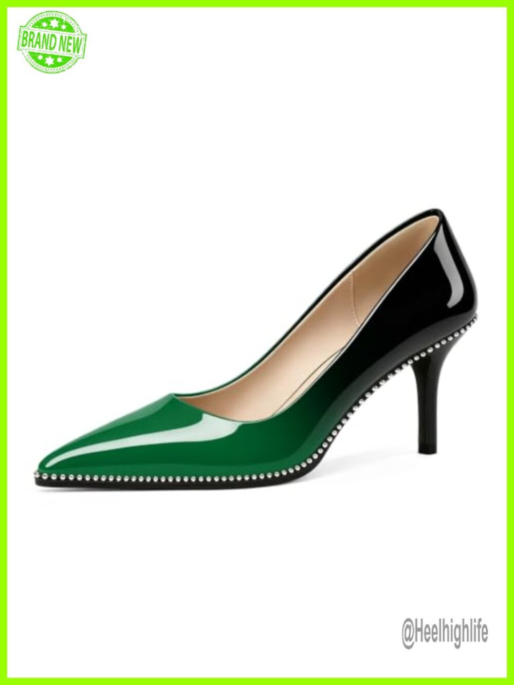Mid Stiletto Kitten Heels Closed Pointed Toe Pumps Slip-On Dress Office Shoes